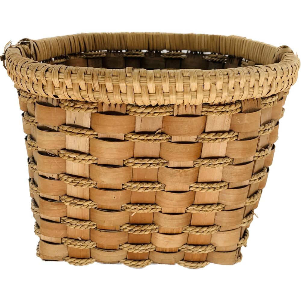 Hand Towel Basket Woven Brown Slates Twisted Grass 12" x 11" x 7" Missing Handle